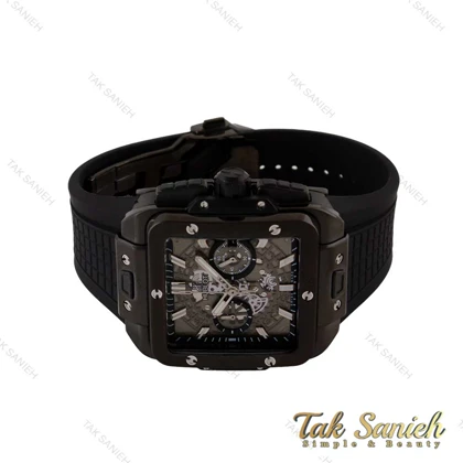 ساعت هابلوت مردانه مربعی سه موتوره مشکی پشت شیشه ای Hublot-4994-G