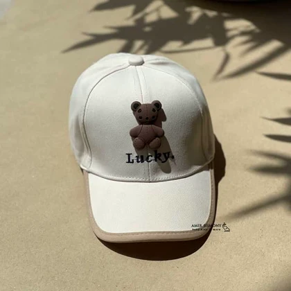 کلاه نقابدار بچگانه کتان طرح LUCKY BEAR