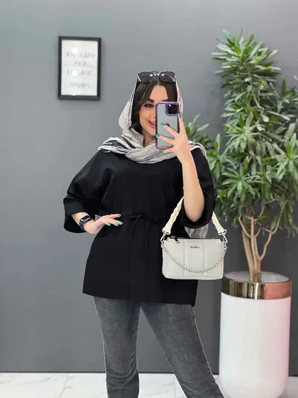 مانتو لینن دکمه مخفی کمرگت