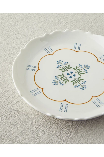 بشقاب پاستا English Home مدل Retro Paisley چینی بن - سفید - آبی