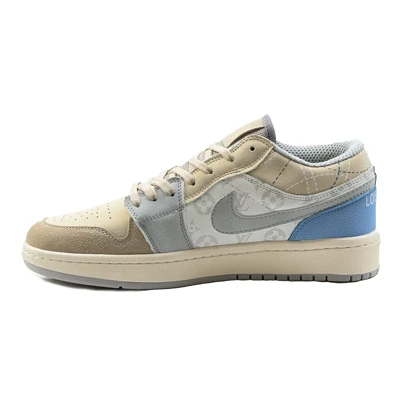کتانی اسپرت مردانه مدل نایک جردن 1 Nike Jordan رنگ سفید کرم آبی کد 51453