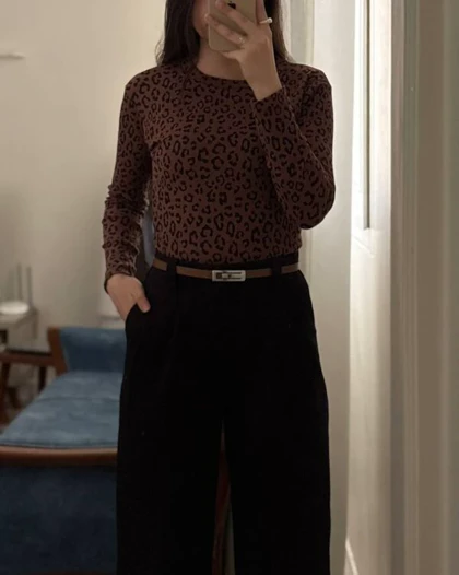 بلوز یقه گرد پلنگی