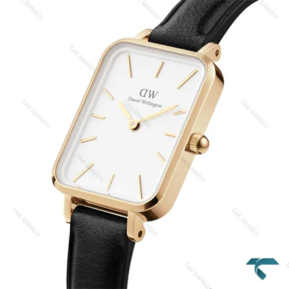 ساعت زنانه مستطیلی دنیل ولینگتون طلایی بند چرم DW-6651-L