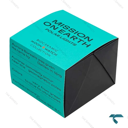 جعبه ساعت مچی اصلی امگا سواچ ماموریت به نورهای قطبی زمین آبی فیروزه ای Swatch-Box-7800-U