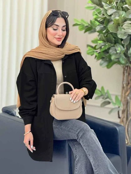 مانتو کتان بغل سه دکمه جیب پایین