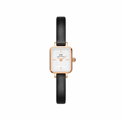 ساعت دنیل ولینگتون زنانه بند چرم مستطیلی ظریف رزگلد DW-5518-L