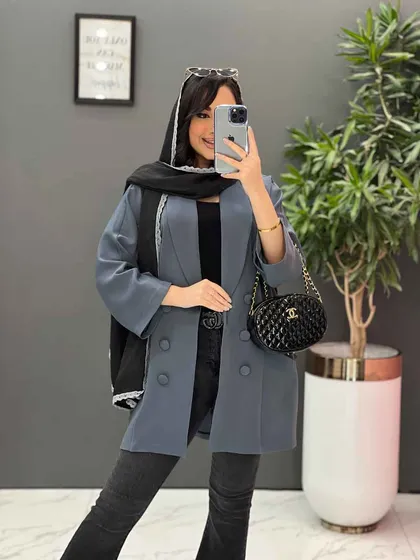 مانتو یقه آرشال آستین دودکمه