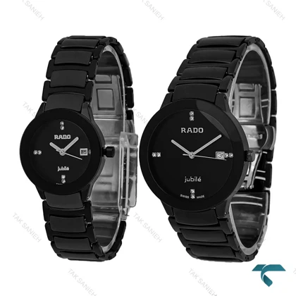 ست ساعت رادو مشکی سرامیکی عقربه سیلور Rado-7281-S