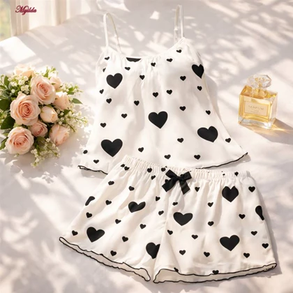 لباس خواب زنانه ماییلدا مدل قلبی کد 5623-4801