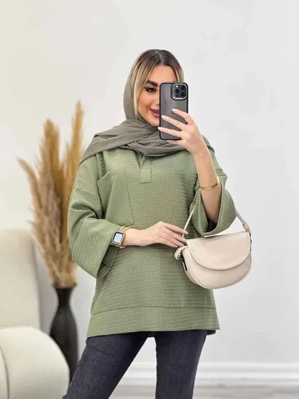 مانتو جلوبسته آستین دوبل