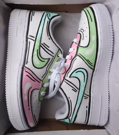 کفش اسپرت کاستوم کتانی ایرفورس air force طرح Pastel Cartoon نایک nike کد 141526
