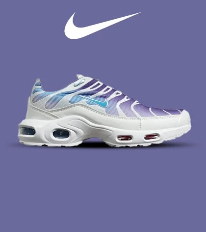 کفش کتانی مردانه و زنانه سفید بنفش آبی NIKE AirMax Plus TN Ultra مدل 7002