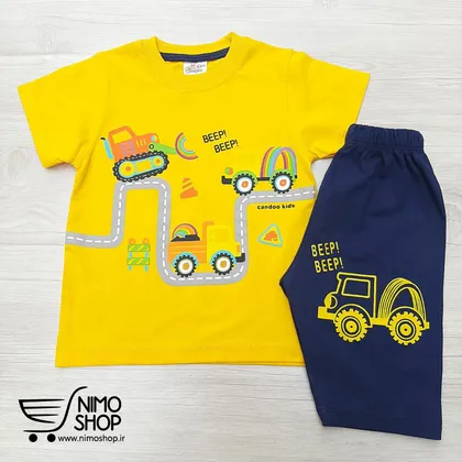 ست تیشرت شلوارک مدل ماشینهای راهسازی