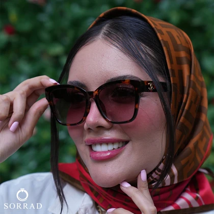 عینک زنانه شنل / فریم کائوچو و چرم عدسی پلی کربنات