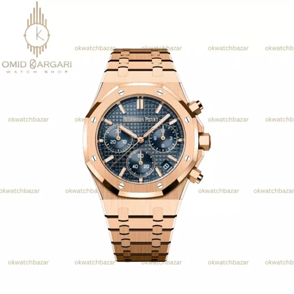 ساعت مچی اودمار پیگه کورنوگراف بند رزگلد صفحه سرمه ای Audemars Piguet