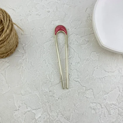 کانزاشی مو زنانه فلزی مدل رزامین طرح میناکاری ظریف مینیمال