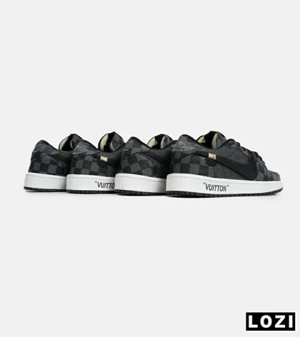 کفش کتانی مردانه و زنانه طوسی مشکی NIKE jordan 1 x LOUIS VUITTON مدل 6931