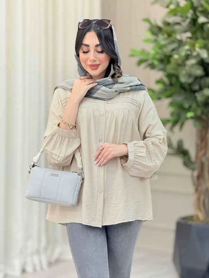 شومیز جلو چین دوخت دار