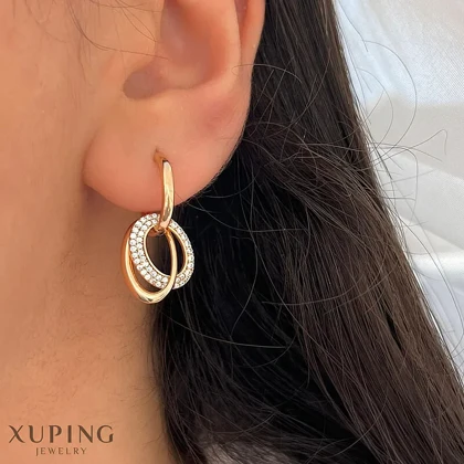 گوشواره حلقه‌ای دو حالته نگین‌دار ژوپینگ با طراحی بی نظیر