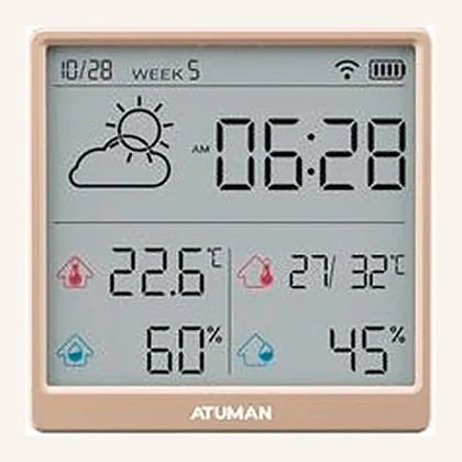 دماسنج و ساعت رومیزی شارژی آتومن ATuMan مدل THSE