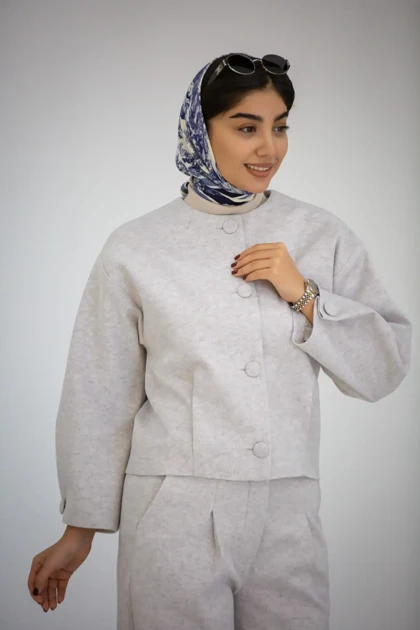 کت کراپ دخترانه مچ دکمه دار