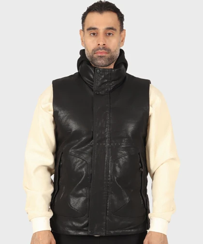 پافر مردانه چرم کلاه مشکی 2533