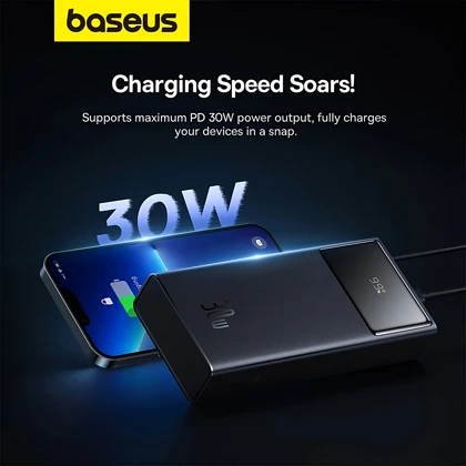 پاوربانک 10000 تایپ سی و USB-A بیسوس Baseus PPXJ1030 P10022907113-00 توان 30 وات