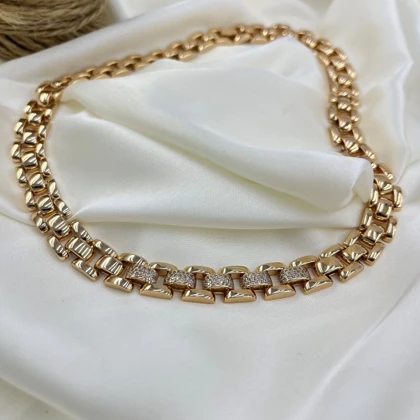 گردنبند زنانه ژوپینگ مدل آمیتیس طرح رولکسی نگین‌دار