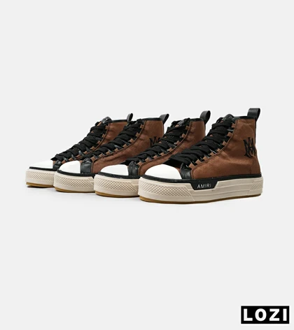 کفش اسنیکرزساق‌دار قهوه ای Amiri Simple مدل 5009