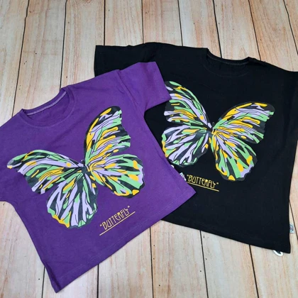 کراپ طرح پروانه دخترانه-تیشرت کوتاه