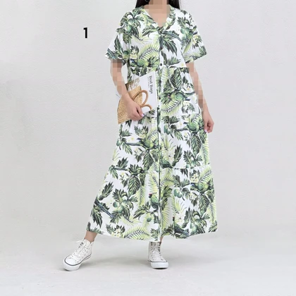 پیراهن زنانه بلندجلو دکمه