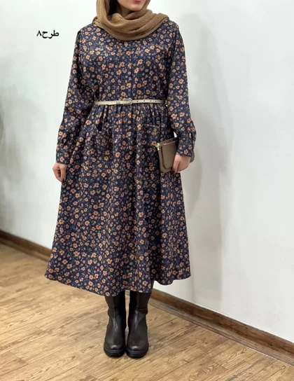 پیراهن مانتویی پاییزه طرحدار آیسو سانیا 1