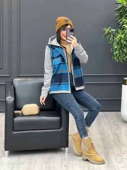 شکت چهارخونه ترکیبی دو جیب پاکتی
