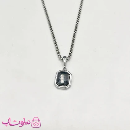 گردنبند اسپرت طرح سنگ اونیکس مشکی مینیمال کد 98