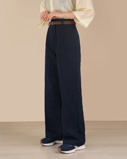 شلوار کتان تیارا کمربند دار کد 29765