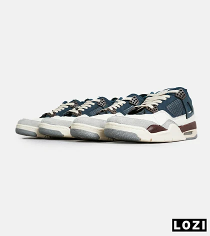 کتانی ساق‌دار زنانه و مردانه آبی سفید کرم Nike air jordan 4 مدل 6830