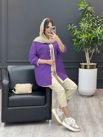 مانتو ترکیبی آستین پیله