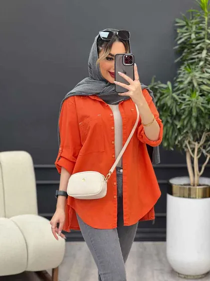 مانتو لینن رنگی بغل چهار دکمه