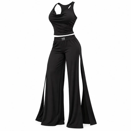 ست تاپ یقه‌شل و شلوار چاک‌دار زنانه MB FITNESS کد 360