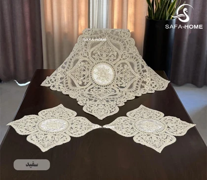 رومیزی قیطان مربع 3 تکه طرح جاسمین