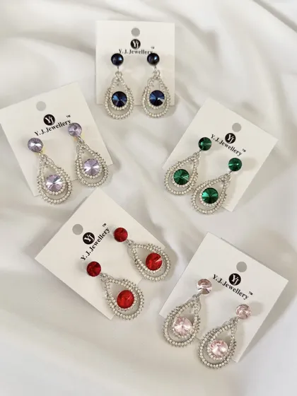 گوشواره مجلسی فول نگین طرح اشک