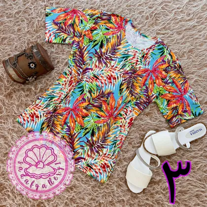 بلوز نخی پنبه‌ای آستین کوتاه قواره کوچک زنانه