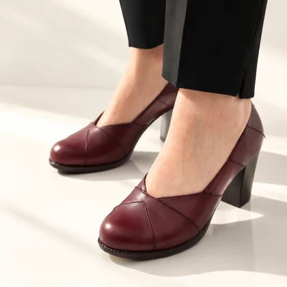 کفش چرم طبیعی زنانه کد 542