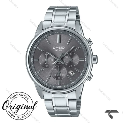 ساعت کاسیو مردانه سه موتوره MTP-E515D-8AV سیلور صفحه خاکستری Casio-10389-G