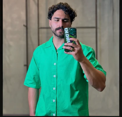 پیراهن لینن آستین کوتاه انگلیسی