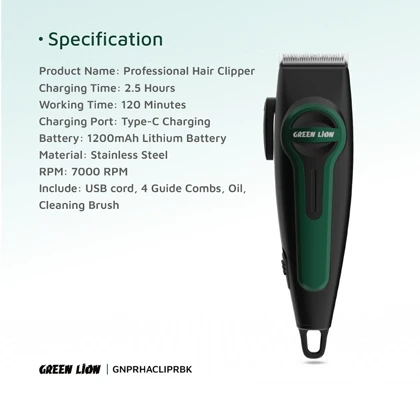 ریش تراش شارژی گرین لاین GREEN LION مدل GNPRHACLIPRBK
