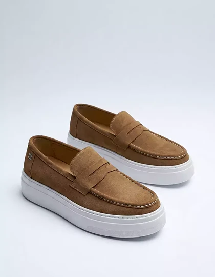 کفش پنی لوفر شکلاتی ZARA