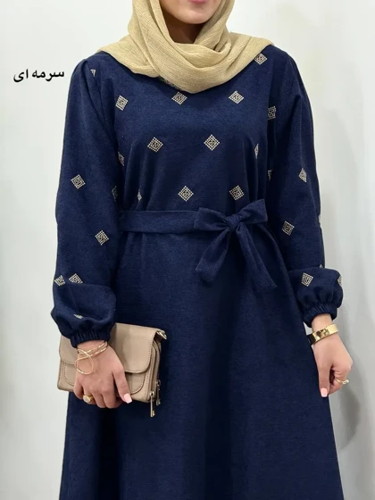 پیراهن مانتویی گلدوزی جیران