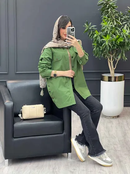 مانتو جیب نما بغل سه دکمه