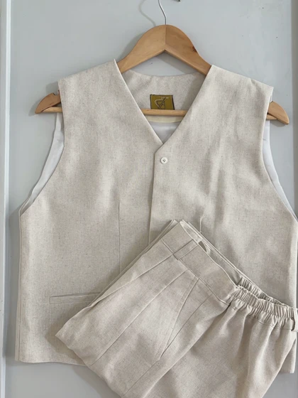 ژیله و شلوار لینن مینا کد 069